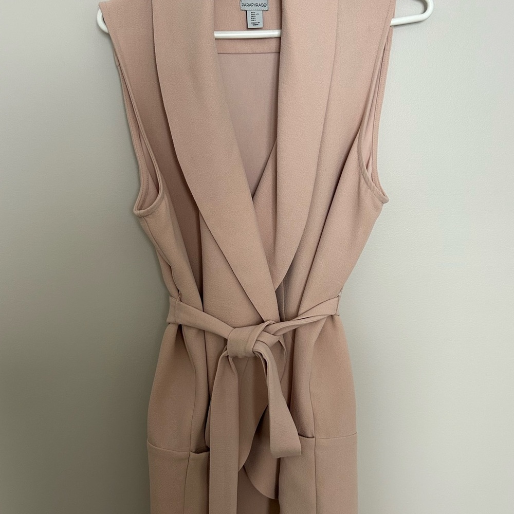 Soft Blush Coloured Sleeveless Belted Vest